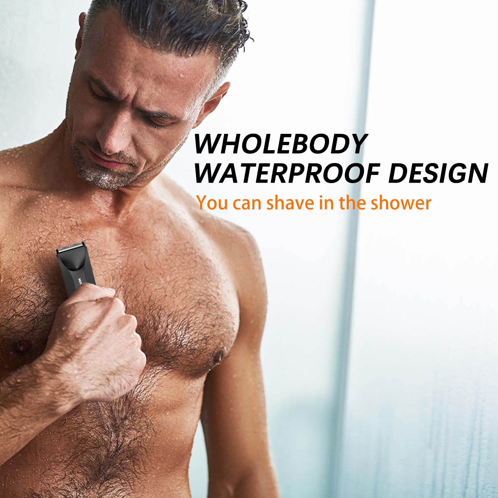 MAXGROOM Manscape Body Hair Trimmer for Men, Waterproof Pubic Hair Trimmer, Electric Razor Men with LED Light, 3mm & 6mm Guide Comb and Travel Pouch - Available at All In One Marketplace Canada