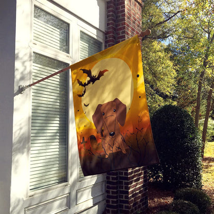 Caroline's Treasures BB4396CHF Halloween Dachshund Red Brown Canvas House Size Flag, Large, Multicolor