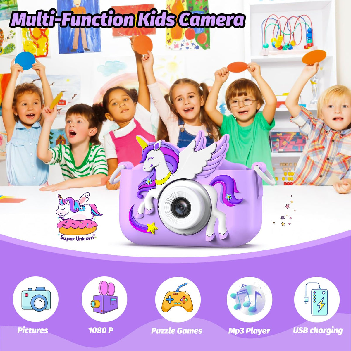 Upgrade Kids Camera for Boys Girls, Toddler Digital Selfie Camera with Cute Protective Cover and SD Card, Christmas Birthday Gifts Toys for 3 4 5 6 7 8 9 10 11 12 Years Old Little Girls and Boys 🍁 All In One Marketplace Canada