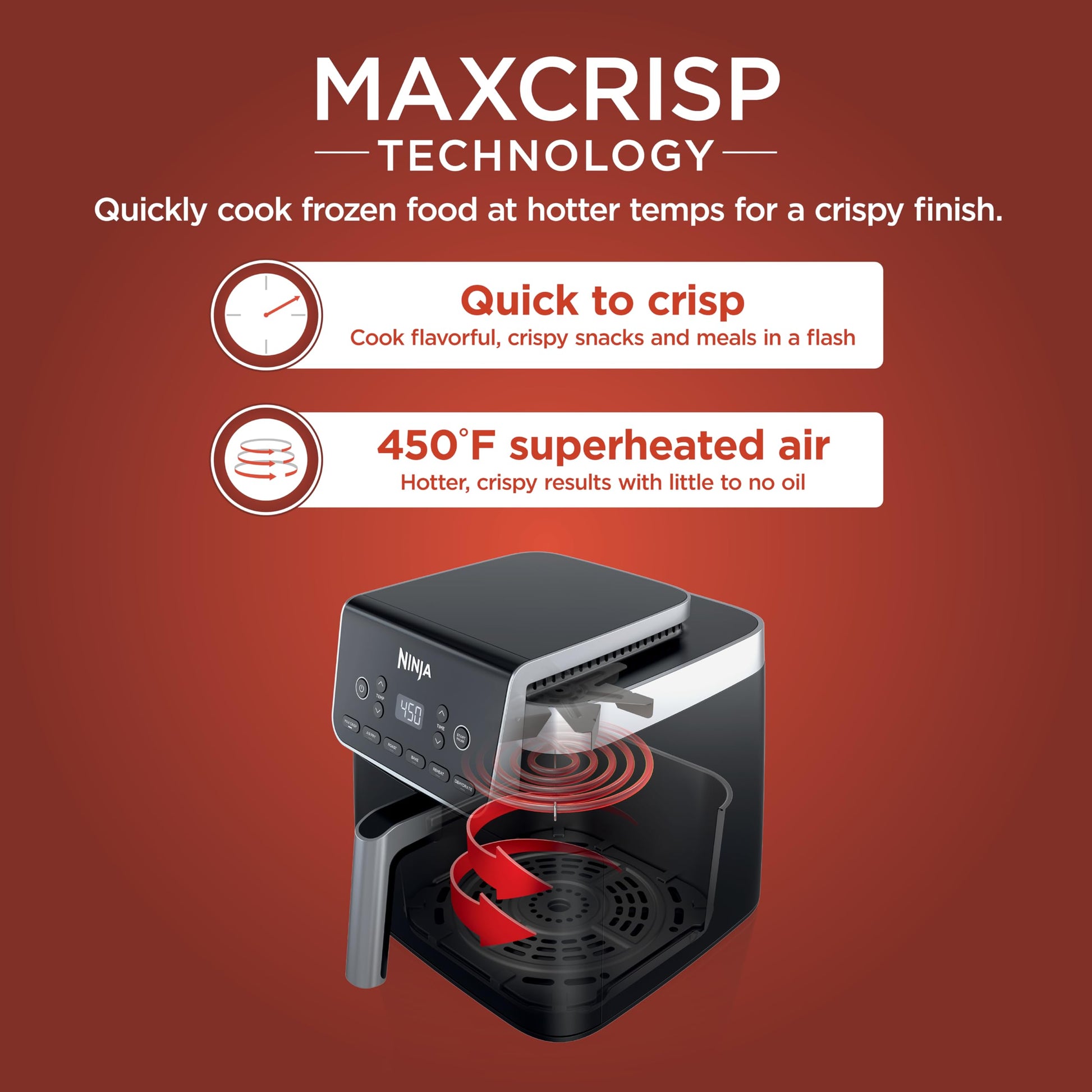 Ninja Air Fryer Pro XL 6-in-1 with 6.5 QT Capacity, Max Crisp, Air Fry, Air Roast, Bake, Reheat, Dehydrate, Max Crisp Technology with 450F, Nonstick Basket & Crisper Plate, AF181C (Canadian Version) Ninja