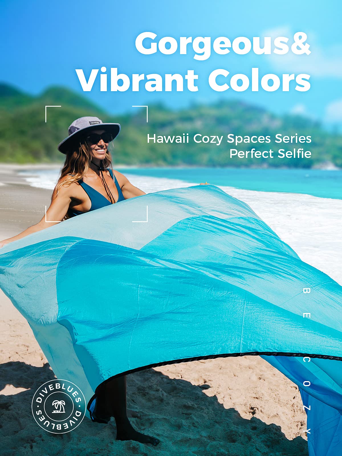 OCOOPA Beach Blanket Sand Free, Super Large 7.2'×6.8', Sandproof Waterproof, Soft Comfortable Sturdy Material, Wide Stripe Design, Light Weight Compact for Picnic, Vacations