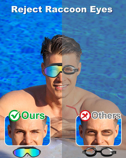 Swimming Goggles, 2 Pack Wide View Anti Fog&UV Swim Goggles with Ear Plugs, No Leaking Swim Glasses for Audlt Men Women Youth (Aqua & Pink)