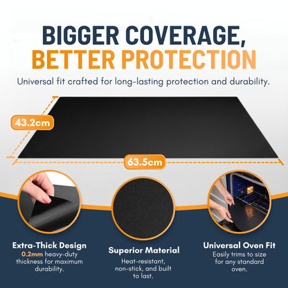 Oven Liners for Bottom of Oven - 2 Pack Large Heavy Duty Mats, 17”x25” Non-Stick Reusable Liner for Electric, Gas, Toasters, Grills - BPA & PFOA Free Kitchen Accessory to Keep It Clean (Black) - Available at All In One Marketplace Canada