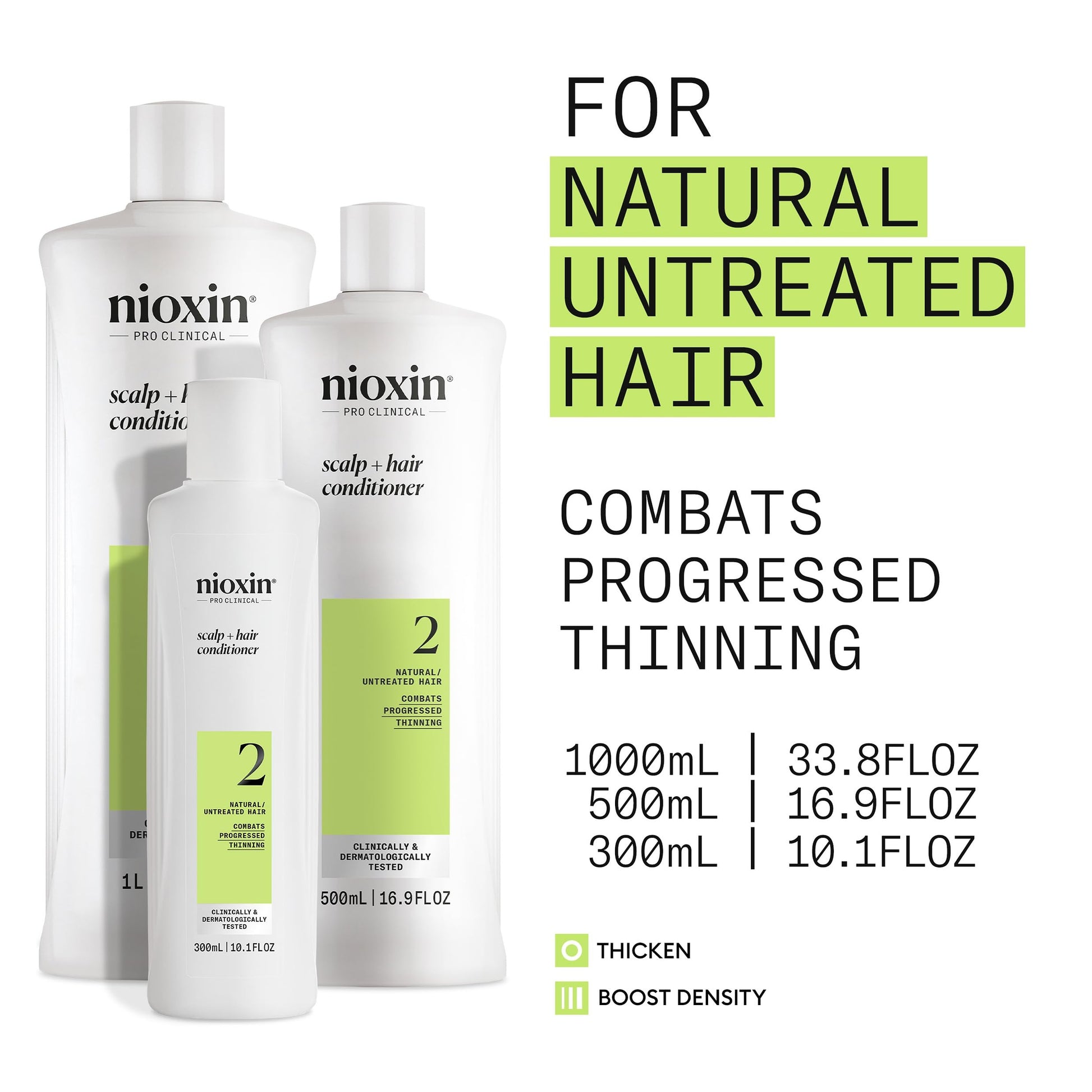 Nioxin Scalp + Hair Thickening System 2 Conditioner, For Natural Hair with Progressed Thinning, 16.9 fl oz (Packaging May Vary) - Available at All In One Marketplace Canada