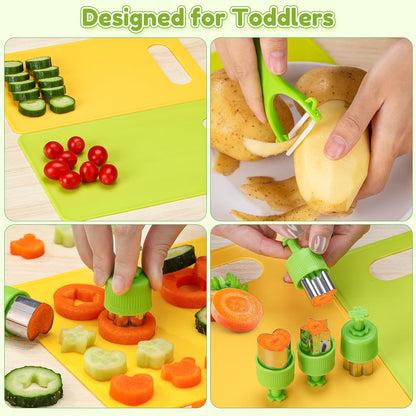 Olanrun Kids Safe Knife Set for Real Cooking, 13pc Montessori Kitchen Tools for Toddlers, Educational Learning Toys Ages 3–12, BPA-Free, Dishwasher-Safe, Christmas, Birthday, Stocking Stuffer Gifts 🍁 All In One Marketplace Canada