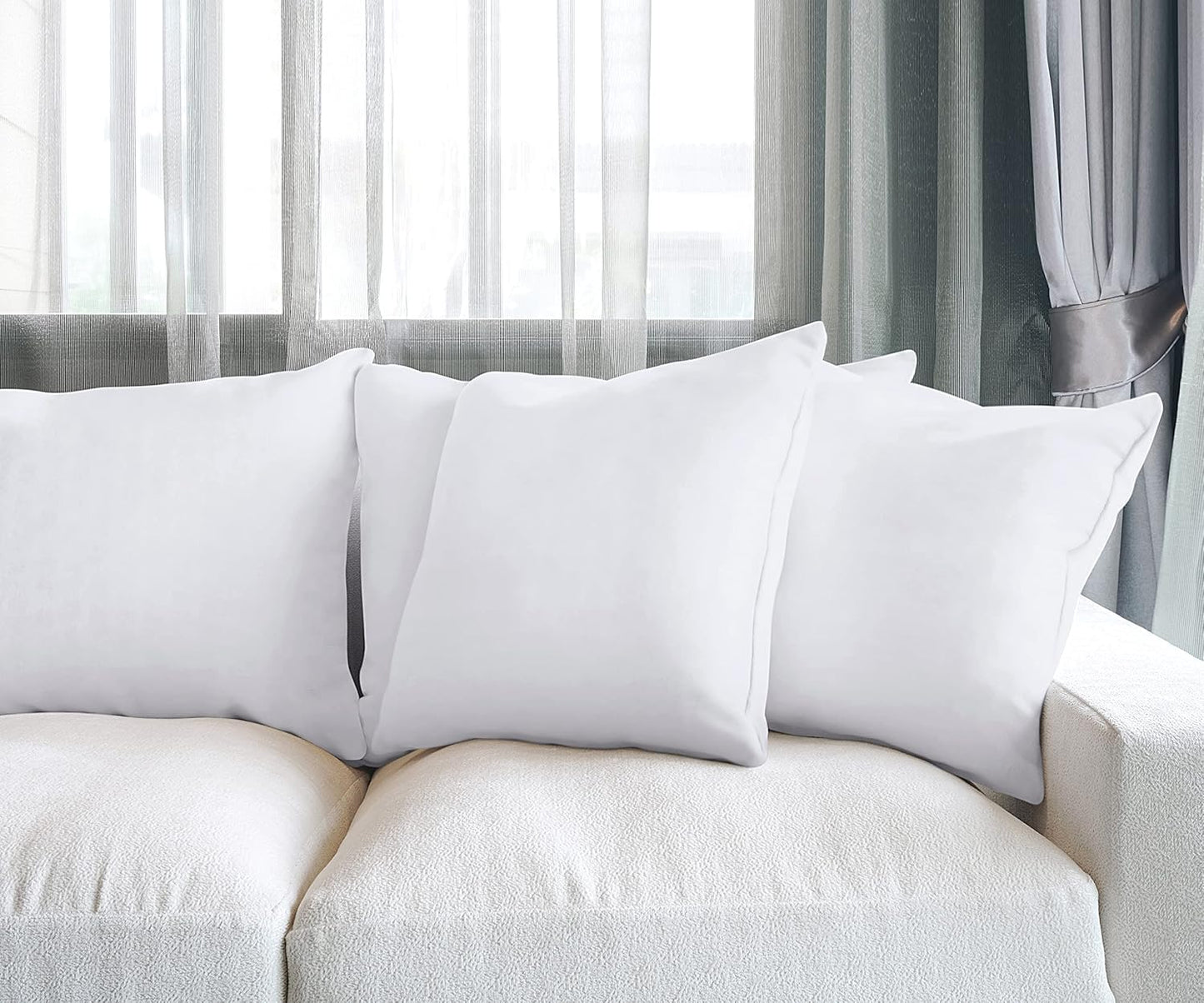 Utopia Bedding Decorative Throw Pillows for Couch - 20 x 20 Inches - Pack of 4, Down Alternative Cushions for Sofa - Fluffy Bed Decorative Pillows, Throw Pillow for Bed, White