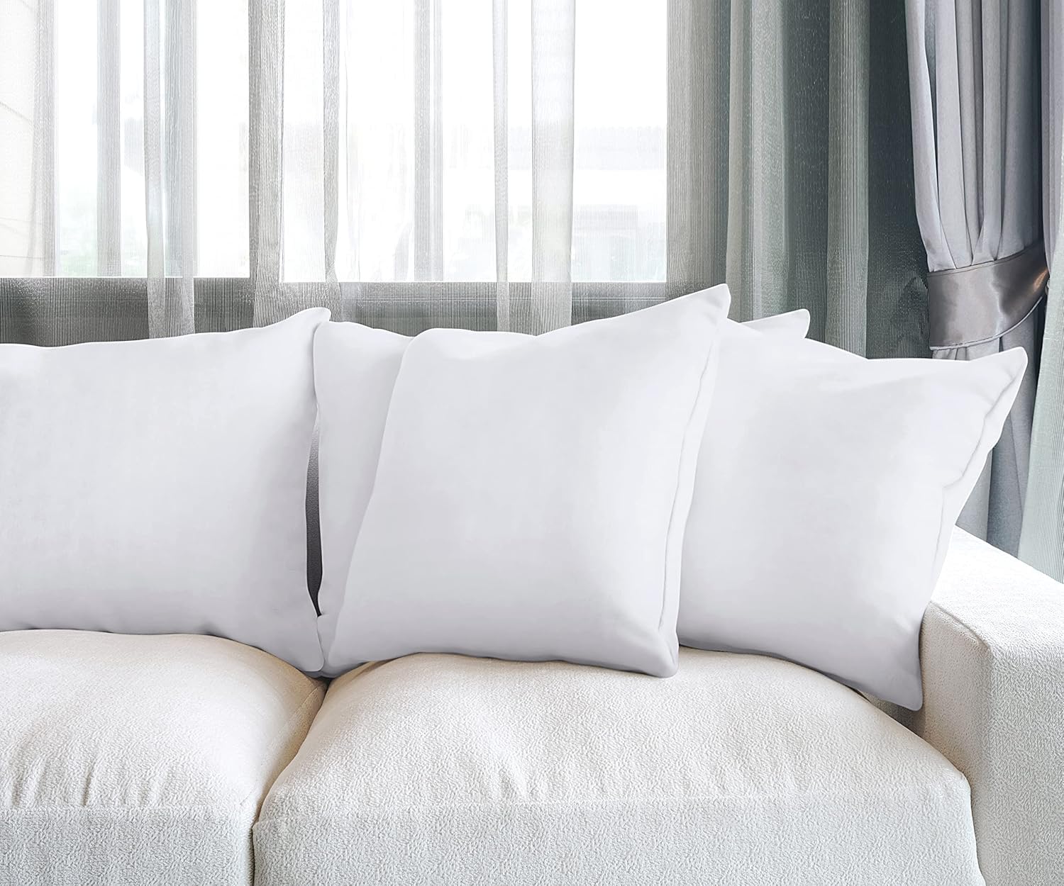Utopia Bedding Decorative Throw Pillows for Couch - 20 x 20 Inches - Pack of 4, Down Alternative Cushions for Sofa - Fluffy Bed Decorative Pillows, Throw Pillow for Bed, White