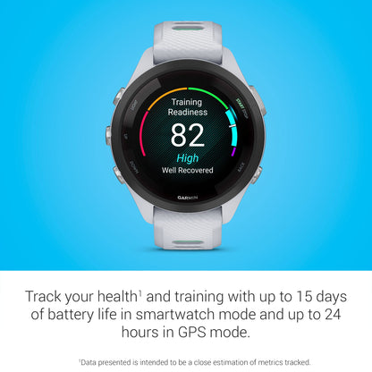 Garmin Forerunner® 265S Running Smartwatch, Colorful AMOLED Display, Training Metrics and Recovery Insights, Whitestone and Neo Tropic