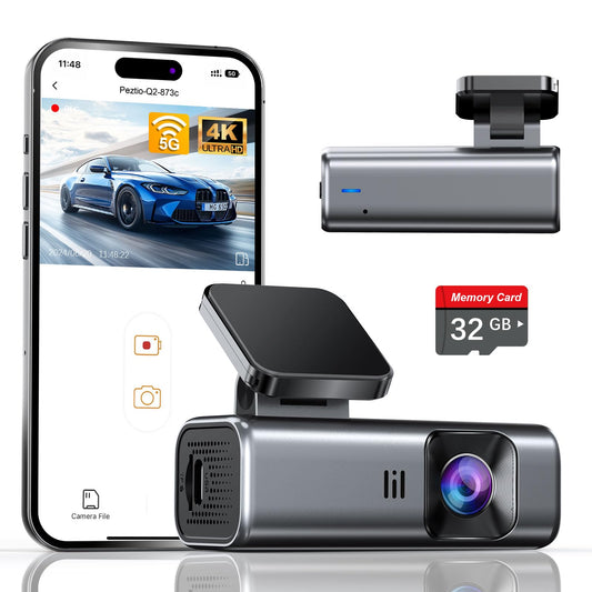 galphi 4K Dash Cam Front, Built-in 5G WiFi, 32GB Card Included, Dash Camera for Cars, Mini Dashcam for Cars with Loop Recording, G-Sensor, 24 Hours Parking Monitor, APP, Support 256GB Max