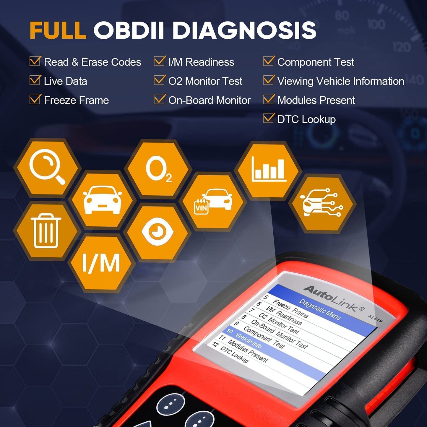 Autel AutoLink AL619 OBD2 Scanner, 2026 Newer ABS SRS Diagnostic Code Reader with10 OBDII Test Modes, Turn Off Check Engine Light, DTC Lookup, Live Data, Updated of MS319/ AL519/ ML519/ ML619 Autel