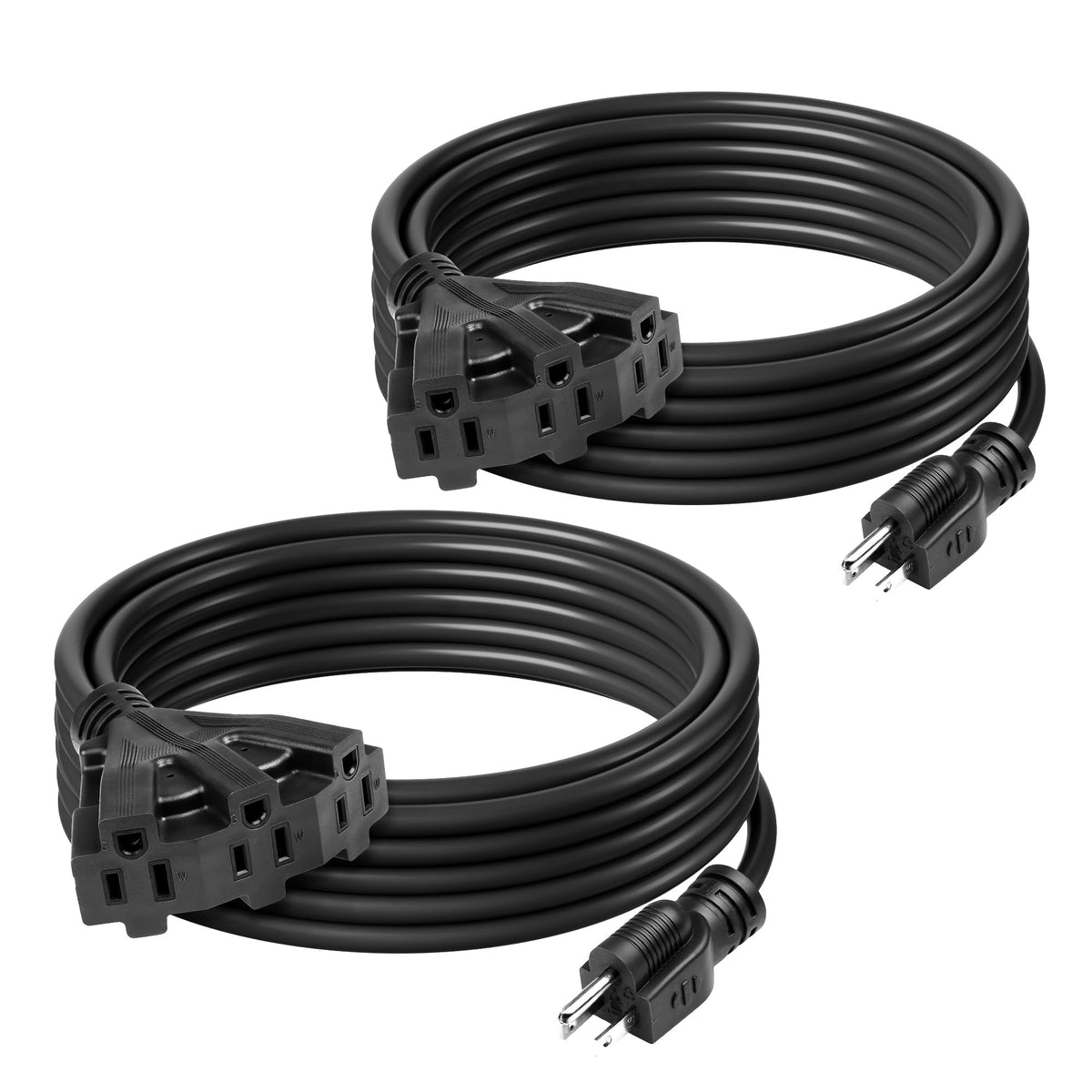 BN-Link's 2 Pack Outdoor Extension Cord Set is Ideal for Holiday Yard Decorations and Garden Equipment. with Three outlets You can Plug in Loads up to a Total of 13amps/1625watts. (Black, 25ft) 🍁 All In One Marketplace Canada