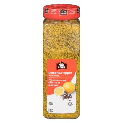 Club House Lemon & Pepper Seasoning, Kosher, A Blend Of Lemon Peel And Ground Black Pepper, A Fresh Twist Of Citrus And Pepper For Almost Any Dish, Perfect For Seafood, Pork & Chicken, 825G 🍁 All In One Marketplace Canada
