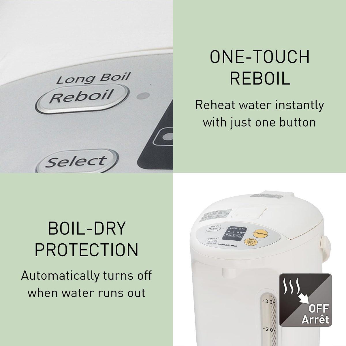 Panasonic NCEG4000 Thermo Pot with Electric Hot Water Dispensing, White