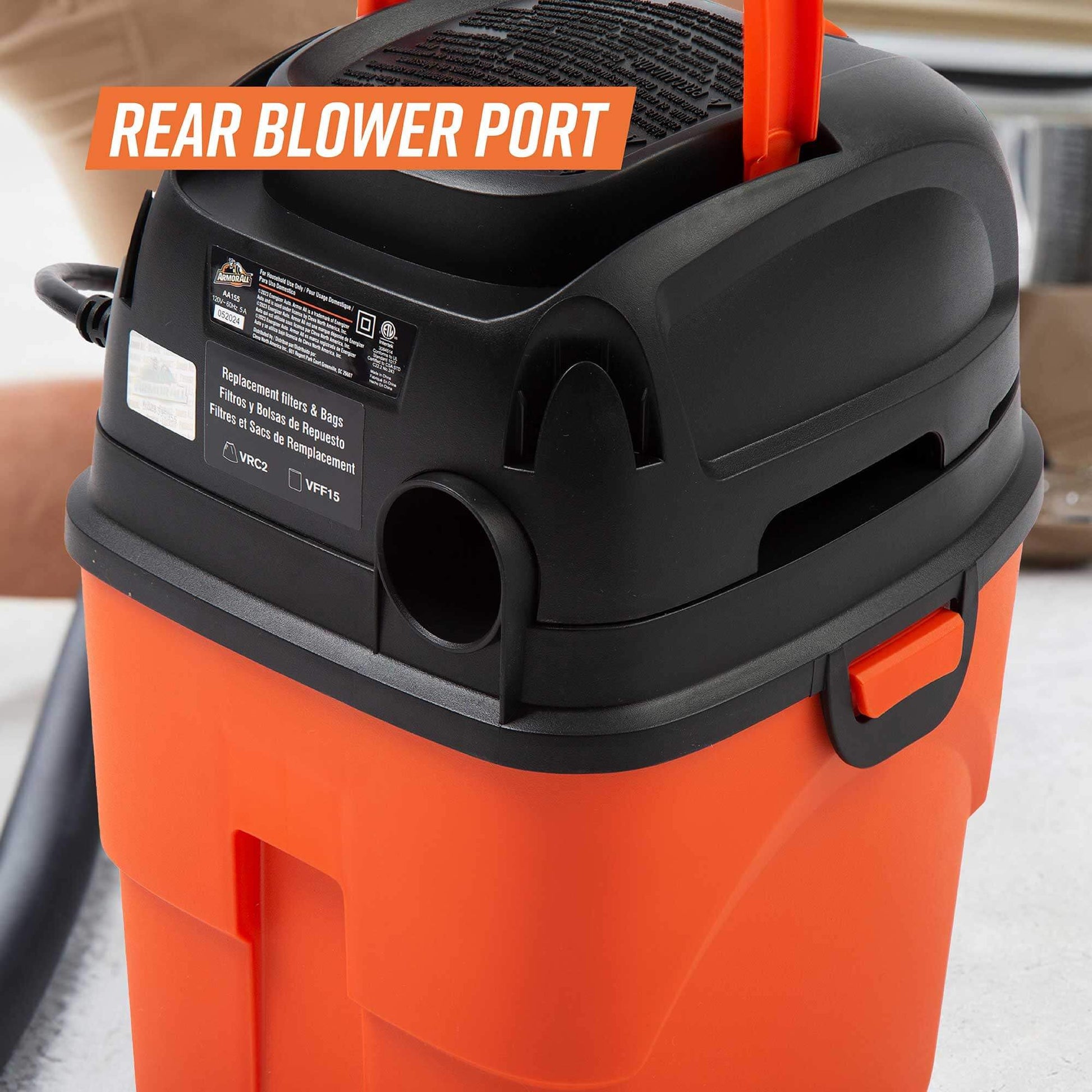 Armor All 1.5-Gallon 2 Peak HP Vac-Mate Wet/Dry Vacuum, AA155, Orange