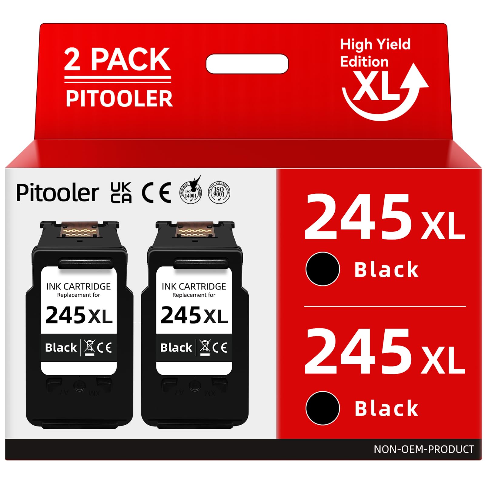 Pitooler for Canon 245XL Black Ink Cartridge Compatible for Canon Printer Ink PG-245 XL Compatible for Pixma TS3420 TR4520 MX492 MX490 TS3425 MG2525 TS3320 MG2524 TS3400 TS3300 TS3429 MG3022 Printer