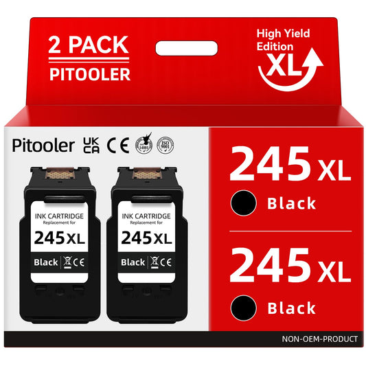 Pitooler for Canon 245XL Black Ink Cartridge Compatible for Canon Printer Ink PG-245 XL Compatible for Pixma TS3420 TR4520 MX492 MX490 TS3425 MG2525 TS3320 MG2524 TS3400 TS3300 TS3429 MG3022 Printer