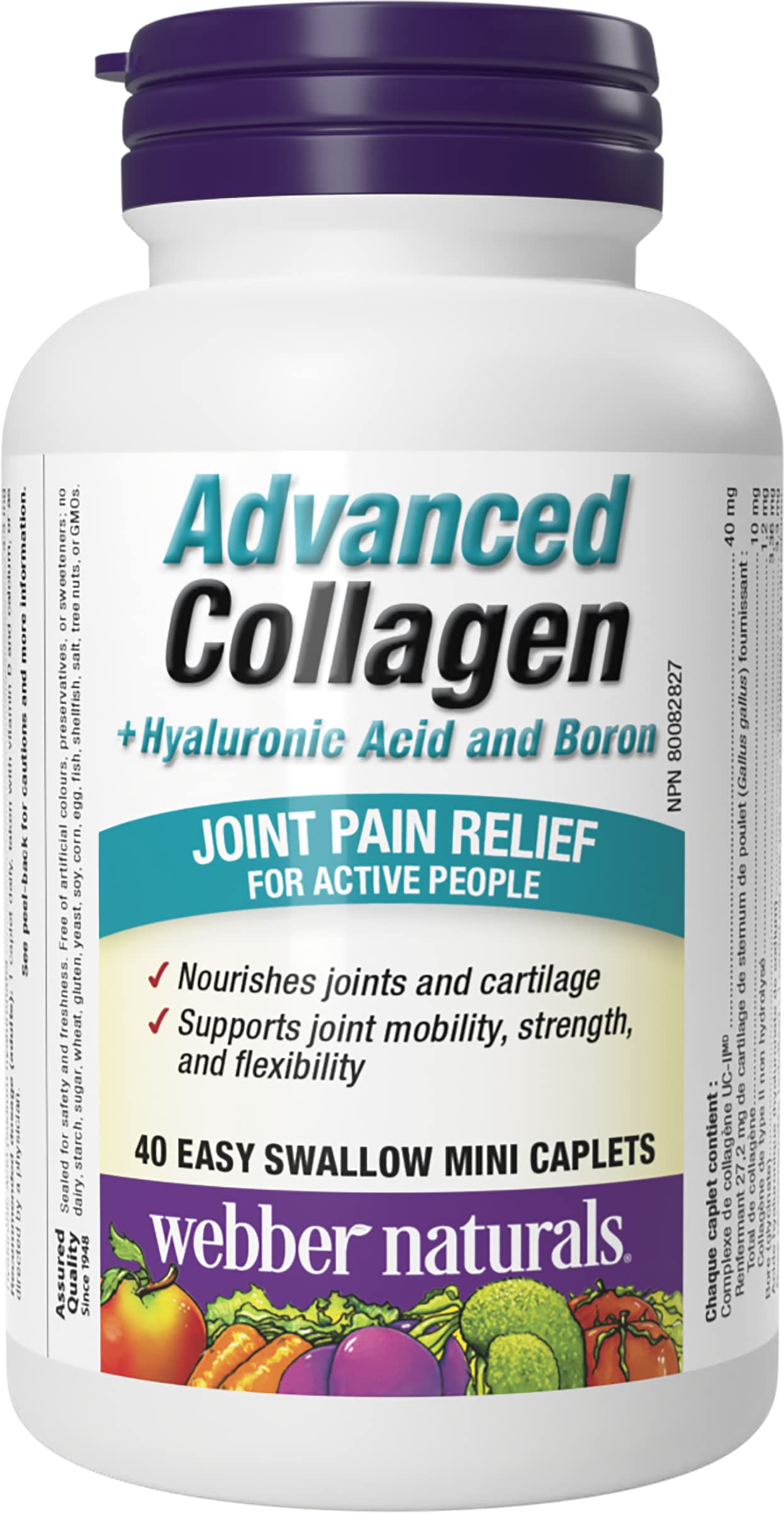Webber Naturals Advanced Collagen + Hyaluronic Acid & Boron, Helps Reduce Osteoarthritic Joint Pain & Stiffness, 40 Mini Caplets - Available at All In One Marketplace Canada