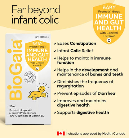 BioGaia Probiotic Drops with 400IU of Vit.D | 10mL BioGaia Immune & Gut Health | 50 Day Supply | Promotes The Development of Healthy Immune & Digestive Systems in Infants, Babies & Toddlers