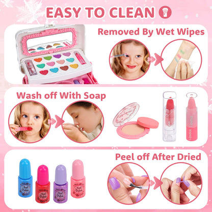 Flybay Kids Makeup Kit Toys for Girls, Washable Girls Makeup Set Children Make Up Kids Toys, Princess Pretend Play Make Up Set Christmas Birthday Gifts for Age 3-12 Year Old Girl 🍁 All In One Marketplace Canada