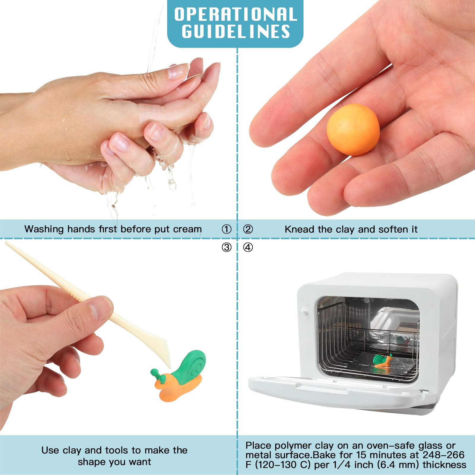 Polymer Clay 50 Colors, Modeling Clay for Kids DIY Starter Kits, Oven Baked Model Clay, Non-Sticky Molding Clays with Sculpting Tools, Gift for Children and Artists - Available at All In One Marketplace Canada