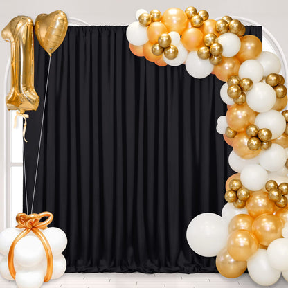 Black Backdrop Curtains 2 Panels 5ft x 8ft Polyester Photo Backdrop Drapes for Wedding Party Halloween Decorations