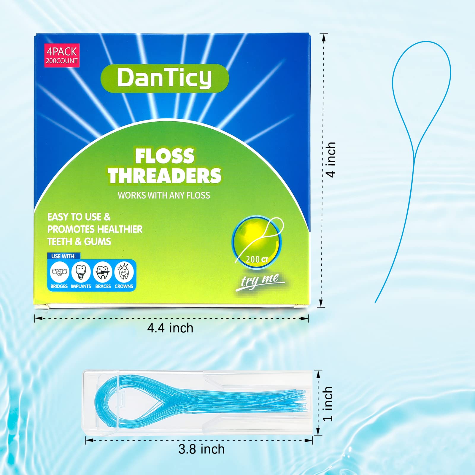 Floss Threaders, Deep Clean Dental Floss Threader for Braces, Bridges, and Implants, Blue - Available at All In One Marketplace Canada
