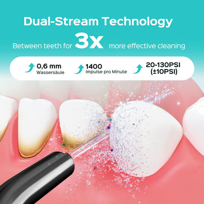 COSLUS C50 Water Flosser for Teeth: 4 Modes & 5 Intensities Water Dental Pick with MDL Accepted for Orthodontic, Braces & Gums Care - Portable for Travel, 4 Tips for Family Use, BPA-Free, Black - Available at All In One Marketplace Canada