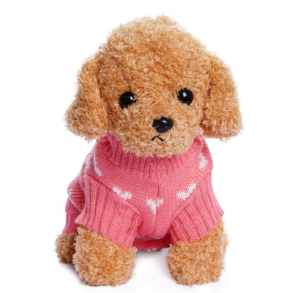 Dxhycc Knitted Dog Sweater Puppy Sweater Warm Pet Winter Clothes Cat Clothes Small Dogs Heart Sweaters for Cold Weather (Pink, S) 🍁 All In One Marketplace Canada