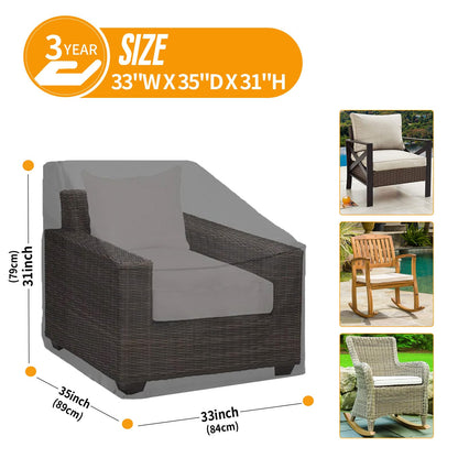 Kipiea 500D Patio Chair Covers Waterproof Winter 2 Pack - Heavy Duty Lawn Outdoor Furniture Chair Covers with Anti UV and No Tears, No Fading (33" W x 35" D x 31" H) 🍁 All In One Marketplace Canada