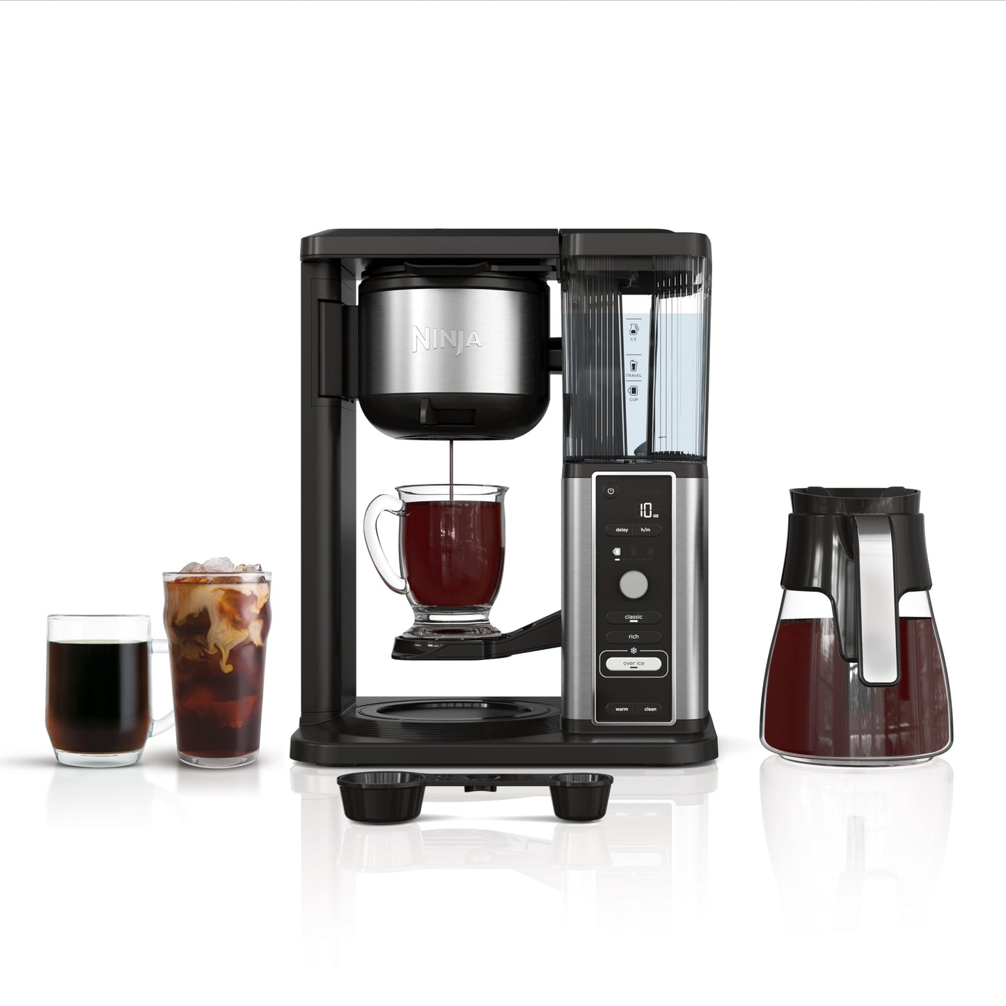 Ninja® Hot & Iced Coffee Maker with Rapid Cold Brew, Single Serve to 10-Cup Drip Brewer, Glass Carafe, No Pods Required, Classic/Rich/Over Ice Brew, Keep Warm & 24-Hour Delay Brew, CM360C Ninja
