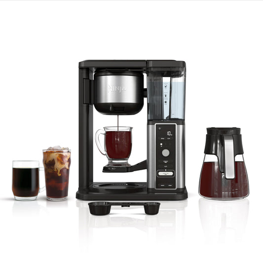Ninja® Hot & Iced Coffee Maker with Rapid Cold Brew, Single Serve to 10-Cup Drip Brewer, Glass Carafe, No Pods Required, Classic/Rich/Over Ice Brew, Keep Warm & 24-Hour Delay Brew, CM360C Ninja