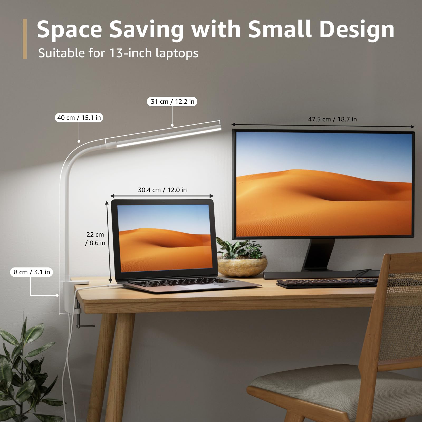 Lepro LED Desk Lamp with Clamp, USB Powered Clip on Light for Reading, 3 Color Modes & 10 Brightness, Eye-Caring Flicker-Free Task Light for Home Office, Bedside, Fits up to 1.97in Thick Desk, White - Available at All In One Marketplace Canada