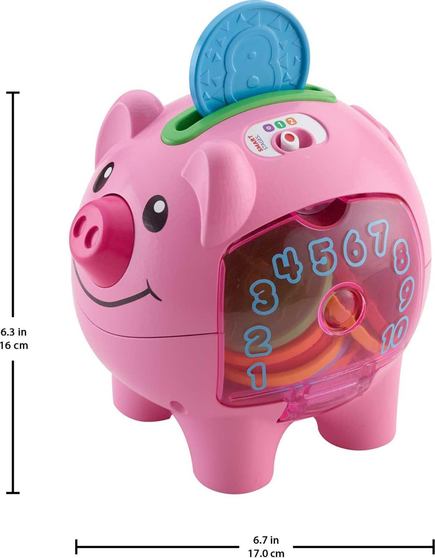 Fisher-Price Baby & Toddler Toy Laugh & Learn Smart Stages Piggy Bank with Educational Songs & Phrases for Infants Ages 6+ Months Fisher-Price