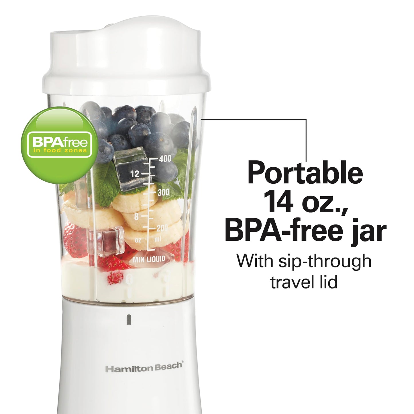 Hamilton Beach 51101V Personal Blender with Travel Lid, White 🍁 All In One Marketplace Canada