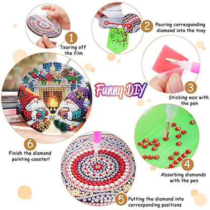 8 Pcs Christmas Diamond Art Coasters Kits for Adults with Holder Cork Pads 🍁 All In One Marketplace Canada