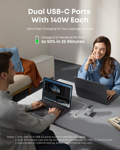 Anker Laptop Charger, 140W MAX USB C Charger, 4-Port Multi-Device Fast Charging, Advanced GaN Power Adapter, Intuitive Touch Controls, for MacBook, iPhone 17/16 Series, Samsung Galaxy, Pixel, and More