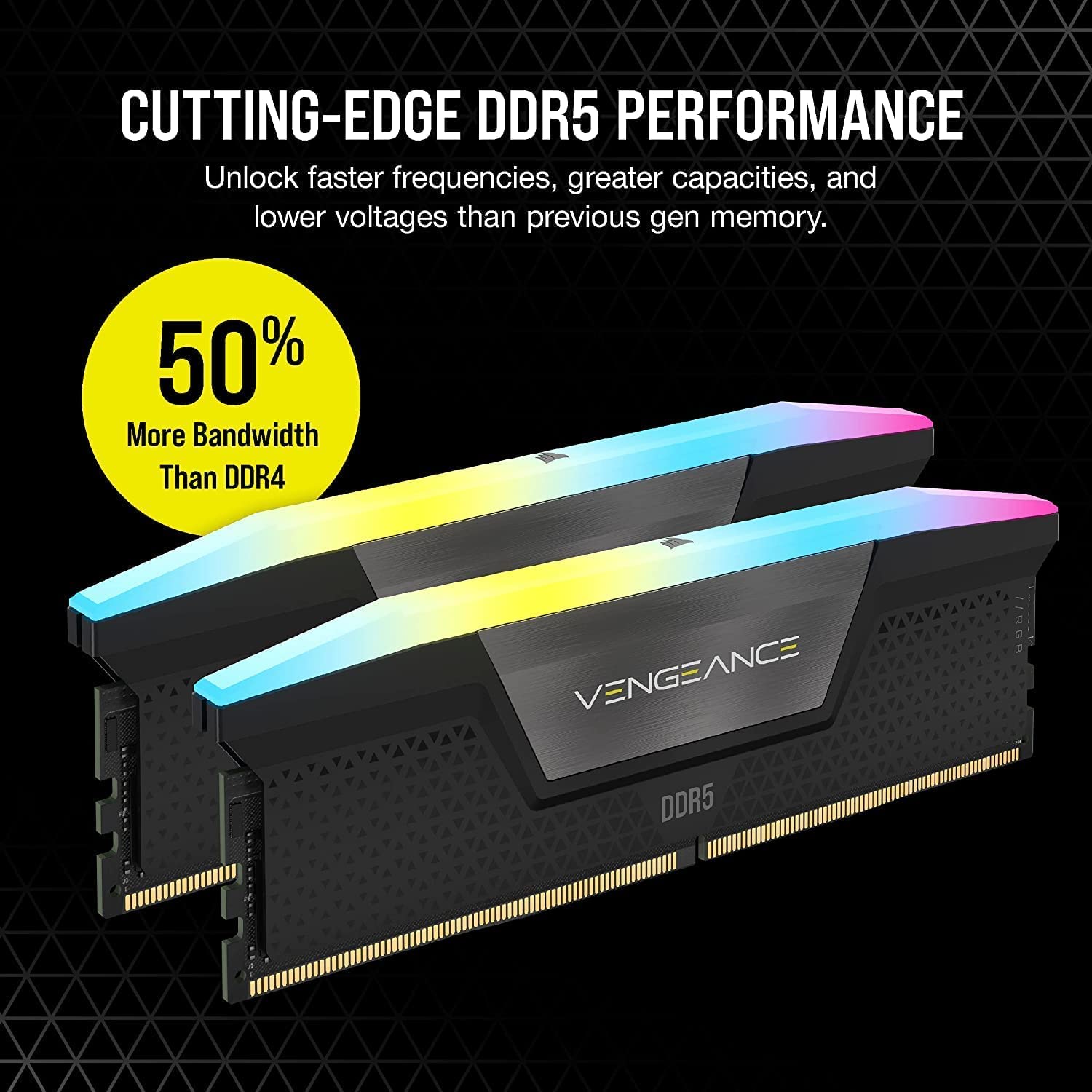 CORSAIR Vengeance RGB DDR5 RAM 32GB (2x16GB) Up to 6000MHz CL36-44-44-96 1.35V Intel XMP 3.0 Computer Memory – Black (CMH32GX5M2E6000C36) Corsair