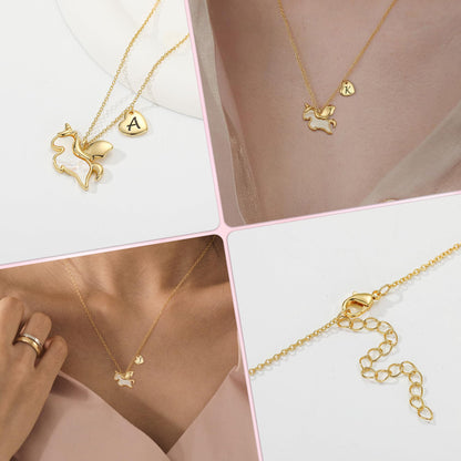 Jesvo Unicorn Necklace Gifts for Girls Women, Initial A Jewelry Birthday Valentine Gifts Ideas Christmas Stocking Stuffers for Her Kids Teen Tween Daughter Wife Girlfriend Mom Age 5-15 licorne bff 🍁 All In One Marketplace Canada