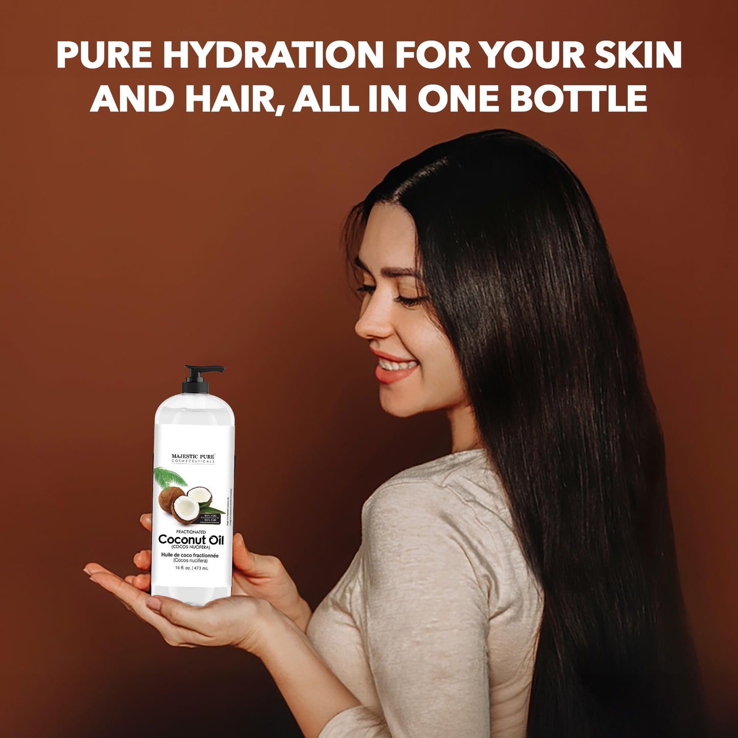 Majestic Pure Fractionated Coconut Oil – Lightweight Liquid Carrier Oil for Essential Oils, Massage, Skin, Hair & DIY Personal Care Applications – 16 Fl Oz - Available at All In One Marketplace Canada