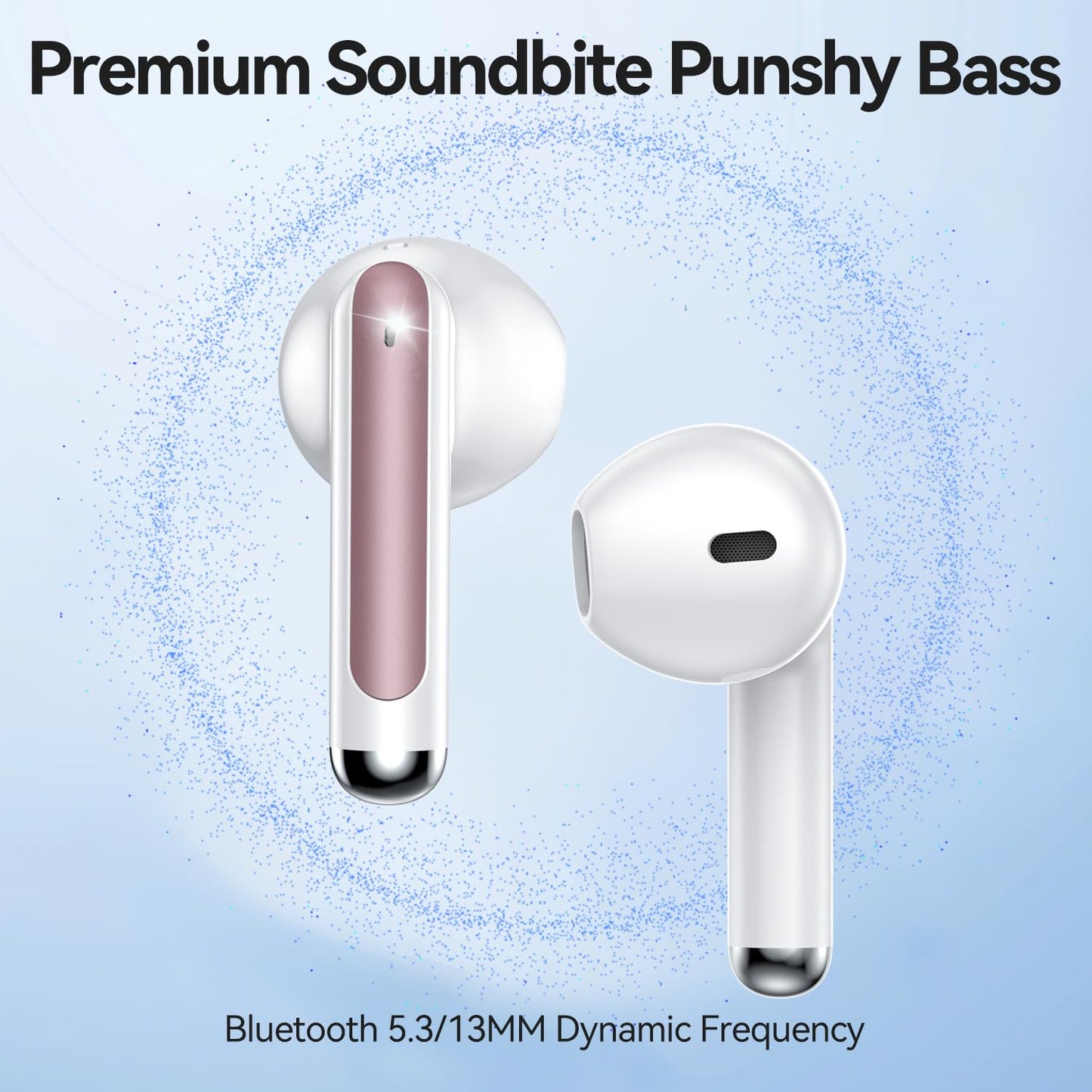 Wireless Earbuds, Bluetooth 5.4 in-Ear Headphones Wireless Bluetooth with ENC 4 Mics, Bluetooth Earbuds 50 Hour Noise-Cancelling Ear Buds with LED Indicator, IPX7 Waterproof for Sports/Work Rosa Gold