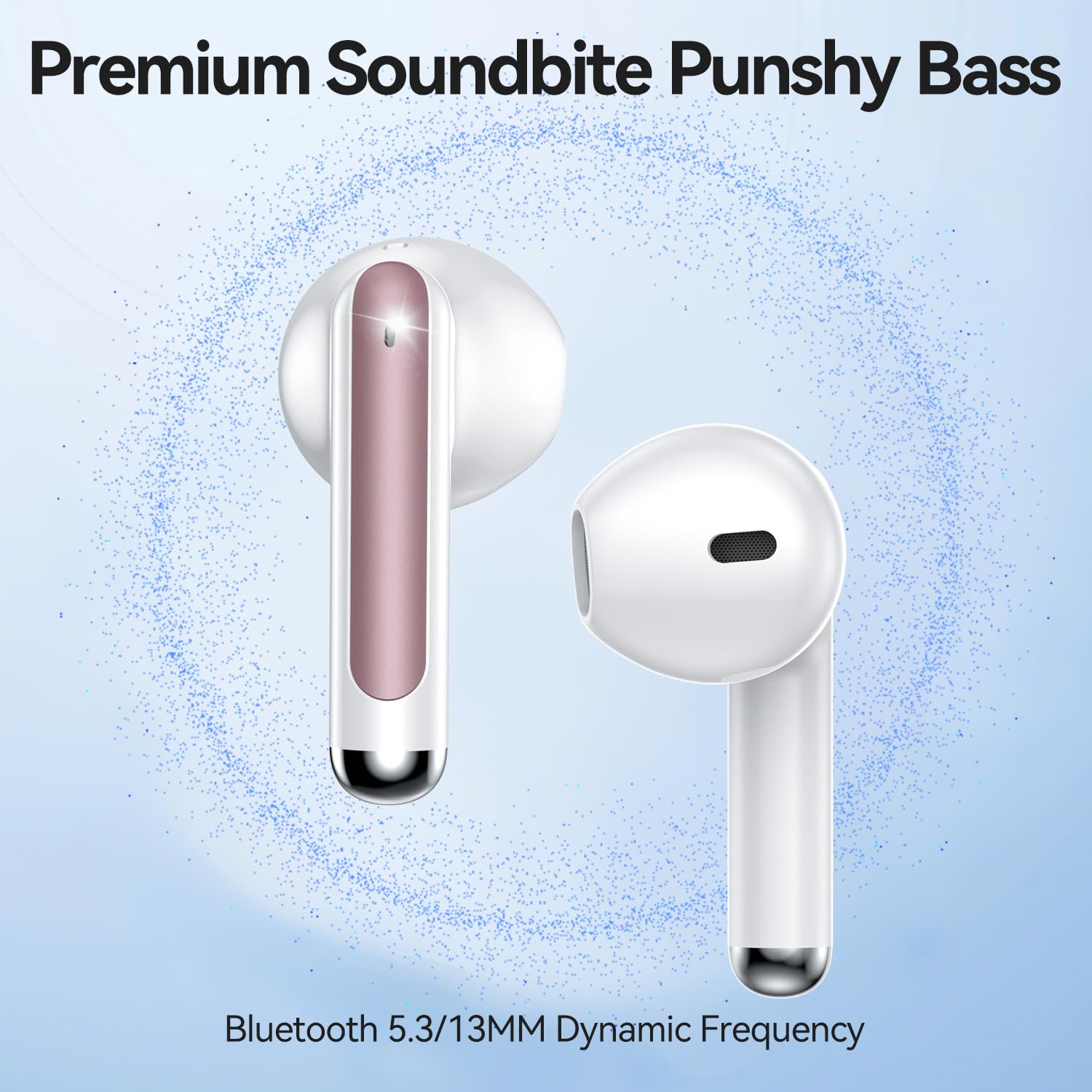 Wireless Earbuds, Bluetooth 5.4 in-Ear Headphones Wireless Bluetooth with ENC 4 Mics, Bluetooth Earbuds 50 Hour Noise-Cancelling Ear Buds with LED Indicator, IPX7 Waterproof for Sports/Work Rosa Gold