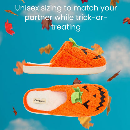 Pantoufles unisexe pour adultes Dearfoams, motif citrouille d'Halloween, Jack O'Lantern, pointure 39-41 femme / 40-41 homme