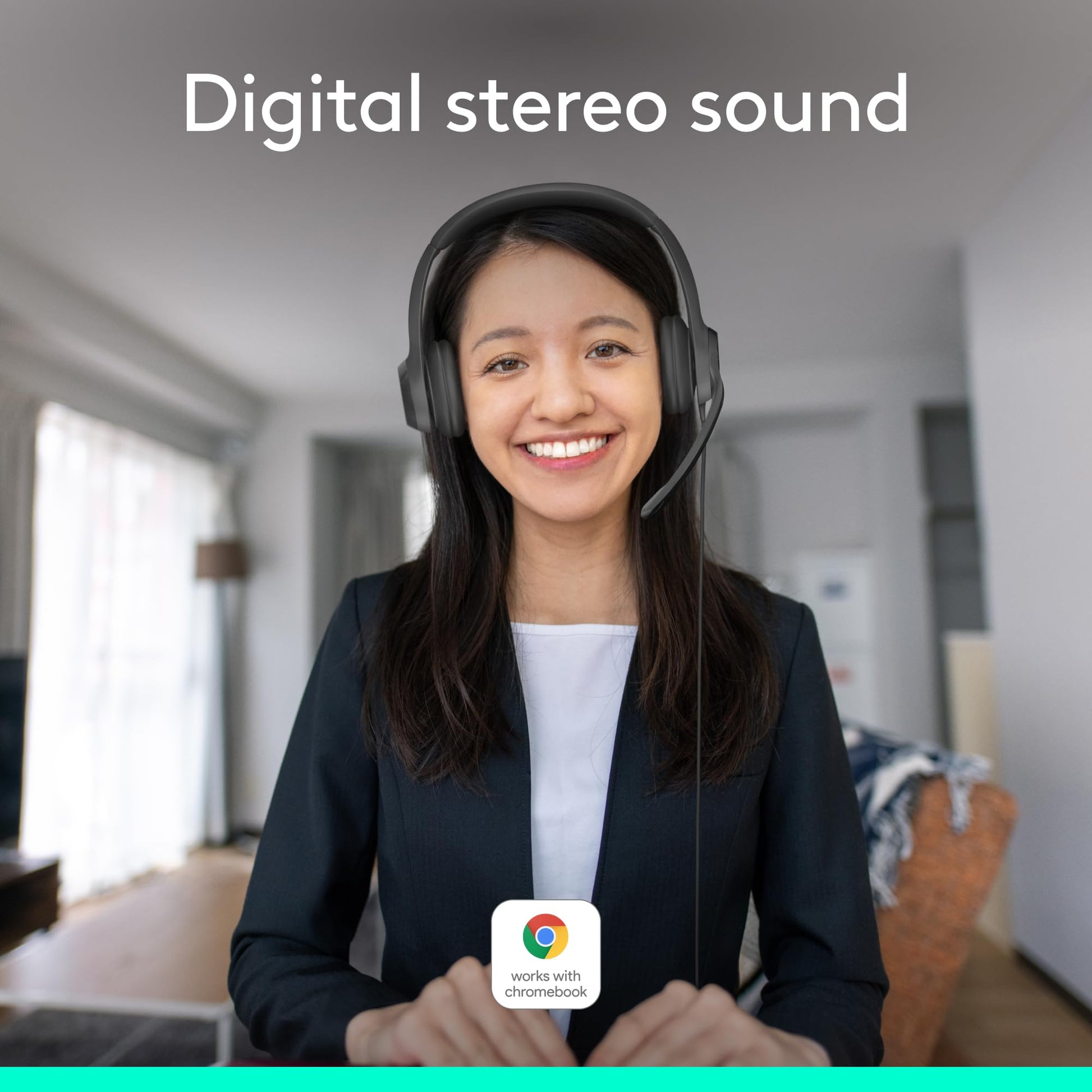 Logitech H390 Wired Headset for PC/Laptop, Stereo Headphones with Noise Cancelling Microphone, USB-A, in-Line Controls, Works with Chromebook - Black, 1 Pack - Available at All In One Marketplace Canada