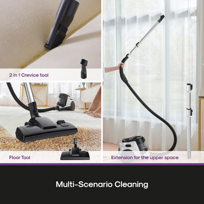 Eureka Bagless Canister Vacuum for Carpets and Hard Floors, Powerful Lightweight Vacuum Cleaner with Large Dust Cup Extension Tube 2-in-1 Crevice Tool Floor Nozzle, White, NEN121WH w/ 1100W High Power 🍁 All In One Marketplace Canada