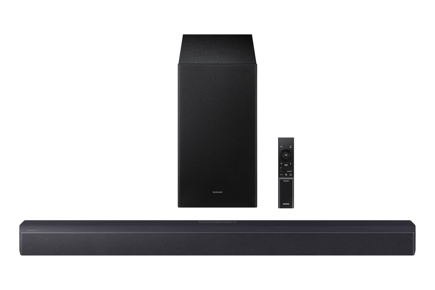 Samsung Sound Bar HW-B53CF/ZC, 2.1 Channel, Subwoofer, 300 watts, Surround Sound, Dolby Digital, DTS Virtual:X, Adaptive Sound, Bluetooth, HDMI ARC, Game Mode, Soundbar