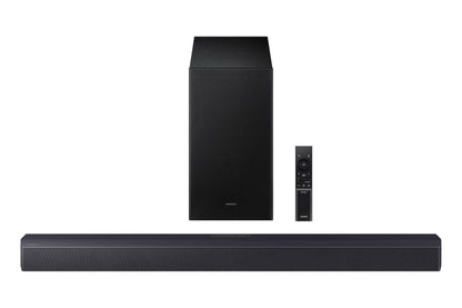 Samsung Sound Bar HW-B53CF/ZC, 2.1 Channel, Subwoofer, 300 watts, Surround Sound, Dolby Digital, DTS Virtual:X, Adaptive Sound, Bluetooth, HDMI ARC, Game Mode, Soundbar