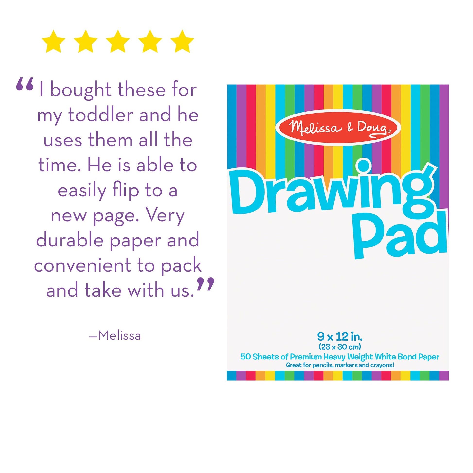 Melissa & Doug 9x12 Drawing Paper Pad 3-Pack Melissa & Doug
