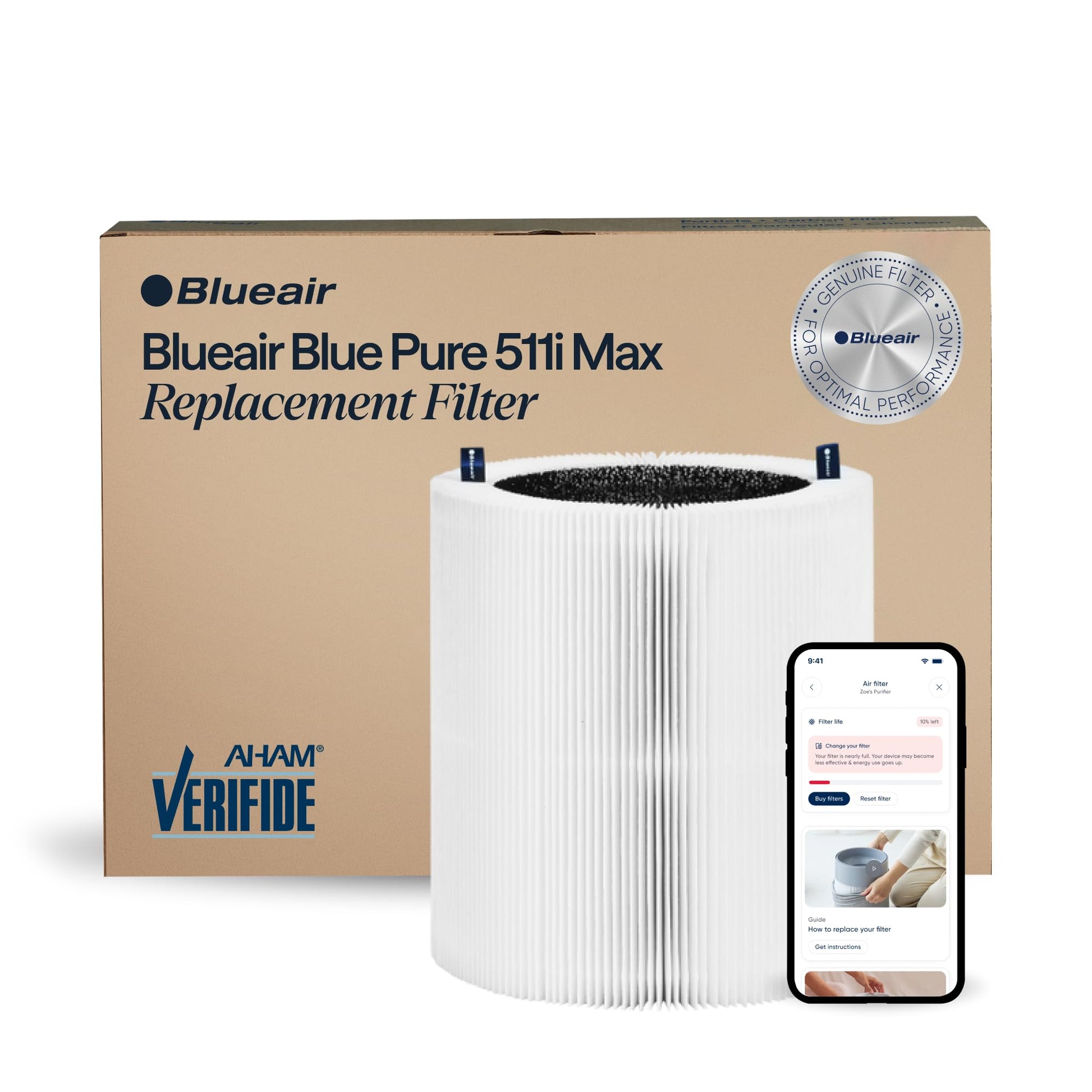 Blueair Blue Pure 511i Max Genuine Replacement Filter, Fits Blue Pure 511i Max Air Purifier BLUEAIR