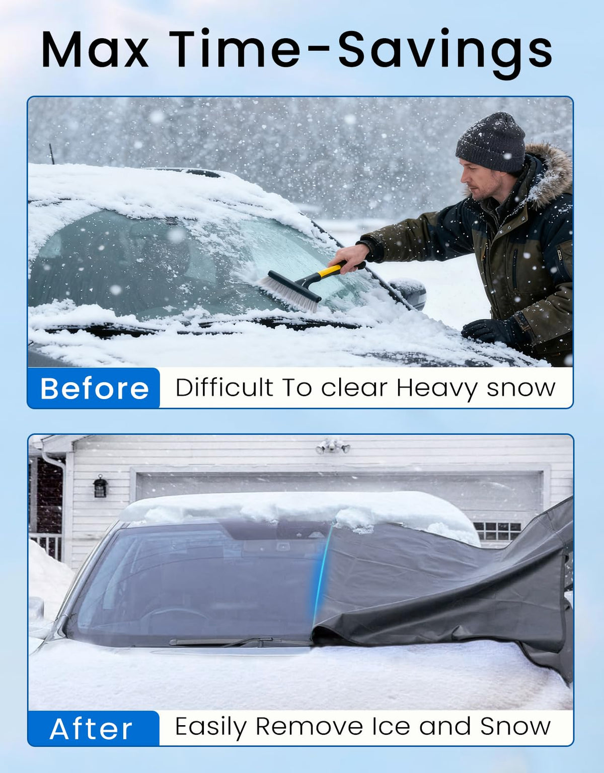 Windshield Cover for Ice and Snow,600D Oxford Fabric, Car Front Windshield Snow Cover,Fits Most Cars and SUVs, Pickup,Windshield Cover for Winter,69 x 42 Inches 🍁 All In One Marketplace Canada