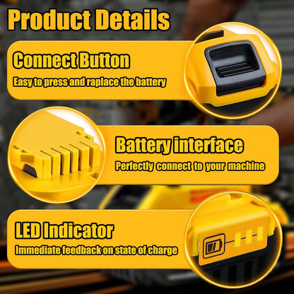 Replacement for Dewalt 20V MAX Battery 8.0Ah 2-Pack - High-Capacity Lithium Batteries Compatible with DCB208, DCB200, DCB206, DCB205, DCB204, DCB203, DCB180 - Longer Runtime for Dewalt Cordless Tools